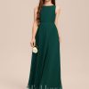 Junior Bridesmaid Dresses | A-line Scoop Floor-Length Chiffon Junior Bridesmaid Dress Dark Green – Girls