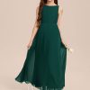 Junior Bridesmaid Dresses | A-line Scoop Floor-Length Chiffon Junior Bridesmaid Dress Dark Green – Girls