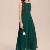 Junior Bridesmaid Dresses | A-line Scoop Floor-Length Chiffon Junior Bridesmaid Dress Dark Green – Girls