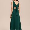 Junior Bridesmaid Dresses | A-line Scoop Floor-Length Chiffon Junior Bridesmaid Dress Dark Green – Girls