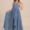 Junior Bridesmaid Dresses | A-line Scoop Floor-Length Chiffon Junior Bridesmaid Dress Slate Blue – Girls