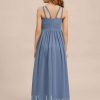 Junior Bridesmaid Dresses | A-line Scoop Floor-Length Chiffon Junior Bridesmaid Dress Slate Blue – Girls