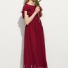 Junior Bridesmaid Dresses | A-line Scoop Floor-Length Chiffon Junior Bridesmaid Dress With Cascading Ruffles Burgundy – Girls