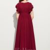 Junior Bridesmaid Dresses | A-line Scoop Floor-Length Chiffon Junior Bridesmaid Dress With Cascading Ruffles Burgundy – Girls