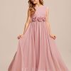 Junior Bridesmaid Dresses | A-line Scoop Floor-Length Chiffon Junior Bridesmaid Dress With Flower Blush – Girls