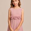 Junior Bridesmaid Dresses | A-line Scoop Floor-Length Chiffon Junior Bridesmaid Dress With Flower Blush – Girls