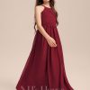 Junior Bridesmaid Dresses | A-line Scoop Floor-Length Chiffon Junior Bridesmaid Dress With Pleated Burgundy – Girls