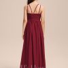 Junior Bridesmaid Dresses | A-line Scoop Floor-Length Chiffon Junior Bridesmaid Dress With Pleated Burgundy – Girls