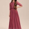 Junior Bridesmaid Dresses | A-line Scoop Floor-Length Chiffon Junior Bridesmaid Dress With Pleated Cinnamon Rose – Girls