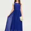 Junior Bridesmaid Dresses | A-line Scoop Floor-Length Chiffon Lace Junior Bridesmaid Dress As Picture – Girls