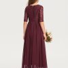 Junior Bridesmaid Dresses | A-line Scoop Floor-Length Chiffon Lace Junior Bridesmaid Dress Cabernet – Girls