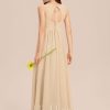 Junior Bridesmaid Dresses | A-line Scoop Floor-Length Chiffon Lace Junior Bridesmaid Dress Champagne – Girls