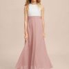 Junior Bridesmaid Dresses | A-line Scoop Floor-Length Chiffon Lace Junior Bridesmaid Dress Dusty Rose – Girls