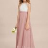 Junior Bridesmaid Dresses | A-line Scoop Floor-Length Chiffon Lace Junior Bridesmaid Dress Dusty Rose – Girls