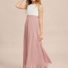 Junior Bridesmaid Dresses | A-line Scoop Floor-Length Chiffon Lace Junior Bridesmaid Dress Dusty Rose – Girls