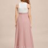 Junior Bridesmaid Dresses | A-line Scoop Floor-Length Chiffon Lace Junior Bridesmaid Dress Dusty Rose – Girls