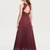 Junior Bridesmaid Dresses | A-line Scoop Floor-Length Satin Junior Bridesmaid Dress Cabernet – Girls