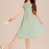 Junior Bridesmaid Dresses | A-line Scoop Knee-Length Chiffon Junior Bridesmaid Dress Celadon – Girls