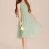 Junior Bridesmaid Dresses | A-line Scoop Knee-Length Chiffon Junior Bridesmaid Dress Celadon – Girls