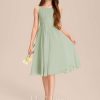 Junior Bridesmaid Dresses | A-line Scoop Knee-Length Chiffon Junior Bridesmaid Dress Celadon – Girls