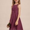 Junior Bridesmaid Dresses | A-line Scoop Knee-Length Chiffon Junior Bridesmaid Dress Mulberry – Girls