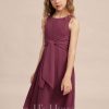 Junior Bridesmaid Dresses | A-line Scoop Knee-Length Chiffon Junior Bridesmaid Dress Mulberry – Girls