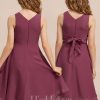 Junior Bridesmaid Dresses | A-line Scoop Knee-Length Chiffon Junior Bridesmaid Dress Mulberry – Girls