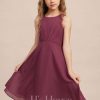 Junior Bridesmaid Dresses | A-line Scoop Knee-Length Chiffon Junior Bridesmaid Dress Mulberry – Girls