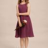 Junior Bridesmaid Dresses | A-line Scoop Knee-Length Chiffon Junior Bridesmaid Dress Mulberry – Girls