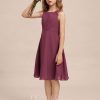 Junior Bridesmaid Dresses | A-line Scoop Knee-Length Chiffon Junior Bridesmaid Dress Mulberry – Girls