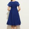 Junior Bridesmaid Dresses | A-line Scoop Knee-Length Chiffon Junior Bridesmaid Dress With Bow As Picture – Girls