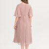 Junior Bridesmaid Dresses | A-line Scoop Knee-Length Chiffon Junior Bridesmaid Dress With Bow Pleated Dusty Rose – Girls