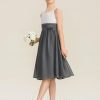 Junior Bridesmaid Dresses | A-line Scoop Knee-Length Chiffon Junior Bridesmaid Dress With Flower Steel Grey – Girls