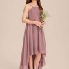 Junior Bridesmaid Dresses | A-line Square Asymmetrical Chiffon Junior Bridesmaid Dress Vintage Mauve – Girls