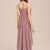 Junior Bridesmaid Dresses | A-line Square Asymmetrical Chiffon Junior Bridesmaid Dress Vintage Mauve – Girls