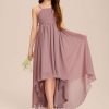 Junior Bridesmaid Dresses | A-line Square Asymmetrical Chiffon Junior Bridesmaid Dress Vintage Mauve – Girls