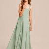 Junior Bridesmaid Dresses | A-line Square Floor-Length Chiffon Junior Bridesmaid Dress Celadon – Girls