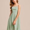 Junior Bridesmaid Dresses | A-line Square Knee-Length Chiffon Junior Bridesmaid Dress Celadon – Girls