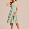 Junior Bridesmaid Dresses | A-line Square Knee-Length Chiffon Junior Bridesmaid Dress Celadon – Girls