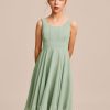 Junior Bridesmaid Dresses | A-line Square Knee-Length Chiffon Junior Bridesmaid Dress Celadon – Girls