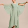 Junior Bridesmaid Dresses | A-line V-Neck Asymmetrical Chiffon Junior Bridesmaid Dress Celadon – Girls