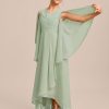 Junior Bridesmaid Dresses | A-line V-Neck Asymmetrical Chiffon Junior Bridesmaid Dress Celadon – Girls