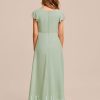 Junior Bridesmaid Dresses | A-line V-Neck Asymmetrical Chiffon Junior Bridesmaid Dress Celadon – Girls