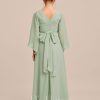 Junior Bridesmaid Dresses | A-line V-Neck Asymmetrical Chiffon Junior Bridesmaid Dress Celadon – Girls