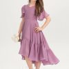 Junior Bridesmaid Dresses | A-line V-Neck Asymmetrical Chiffon Junior Bridesmaid Dress Mauve – Girls