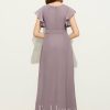 Junior Bridesmaid Dresses | A-line V-Neck Asymmetrical Chiffon Junior Bridesmaid Dress With Bow Dusk – Girls