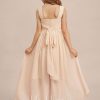 Junior Bridesmaid Dresses | A-line V-Neck Asymmetrical Chiffon Junior Bridesmaid Dress With Flower Pearl Pink – Girls