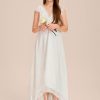 Junior Bridesmaid Dresses | A-line V-Neck Asymmetrical Chiffon Lace Junior Bridesmaid Dress Ivory – Girls