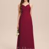 Junior Bridesmaid Dresses | A-line V-Neck Floor-Length Chiffon Junior Bridesmaid Dress Burgundy – Girls