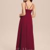 Junior Bridesmaid Dresses | A-line V-Neck Floor-Length Chiffon Junior Bridesmaid Dress Burgundy – Girls